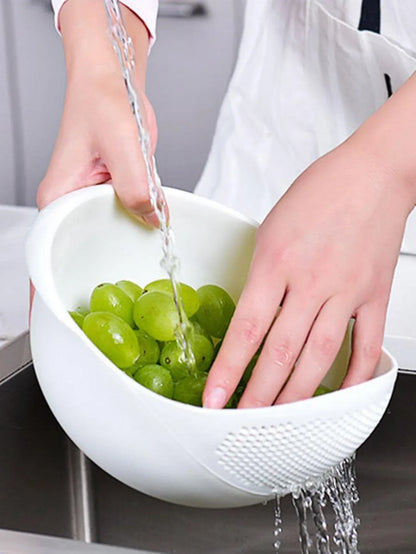 Multi-Purpose Rice & Fruit Drain Basket with Handle