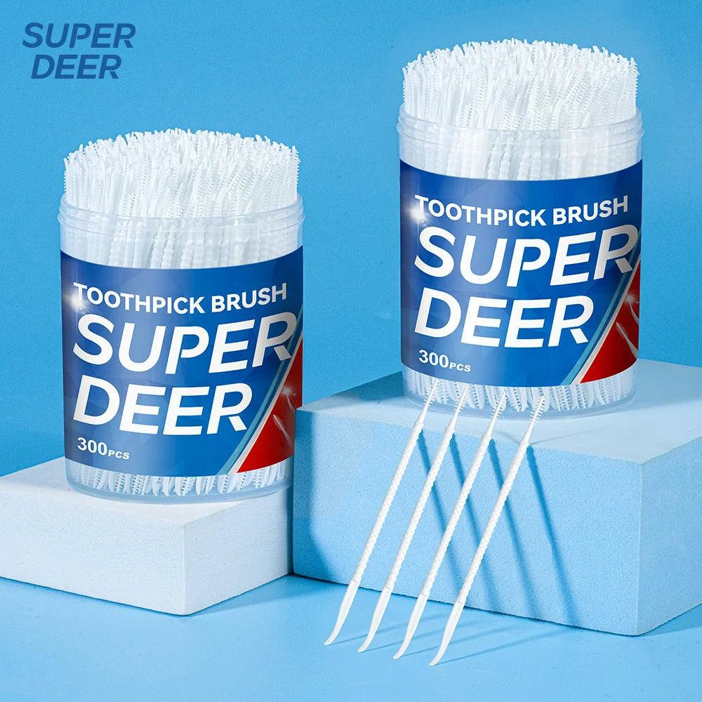 300 PCs Boxed Toothpick Brush Plastic Toothpick Disposable Household Interdental Brush Teeth Picking Dental Floss