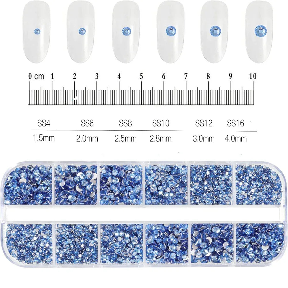 100/50cm Long Luxury Crystal Chain Nail Charms 1.5/2mm Shinying Clear/AB Diamond Nail Art Metal Steel French Manicure Crystal