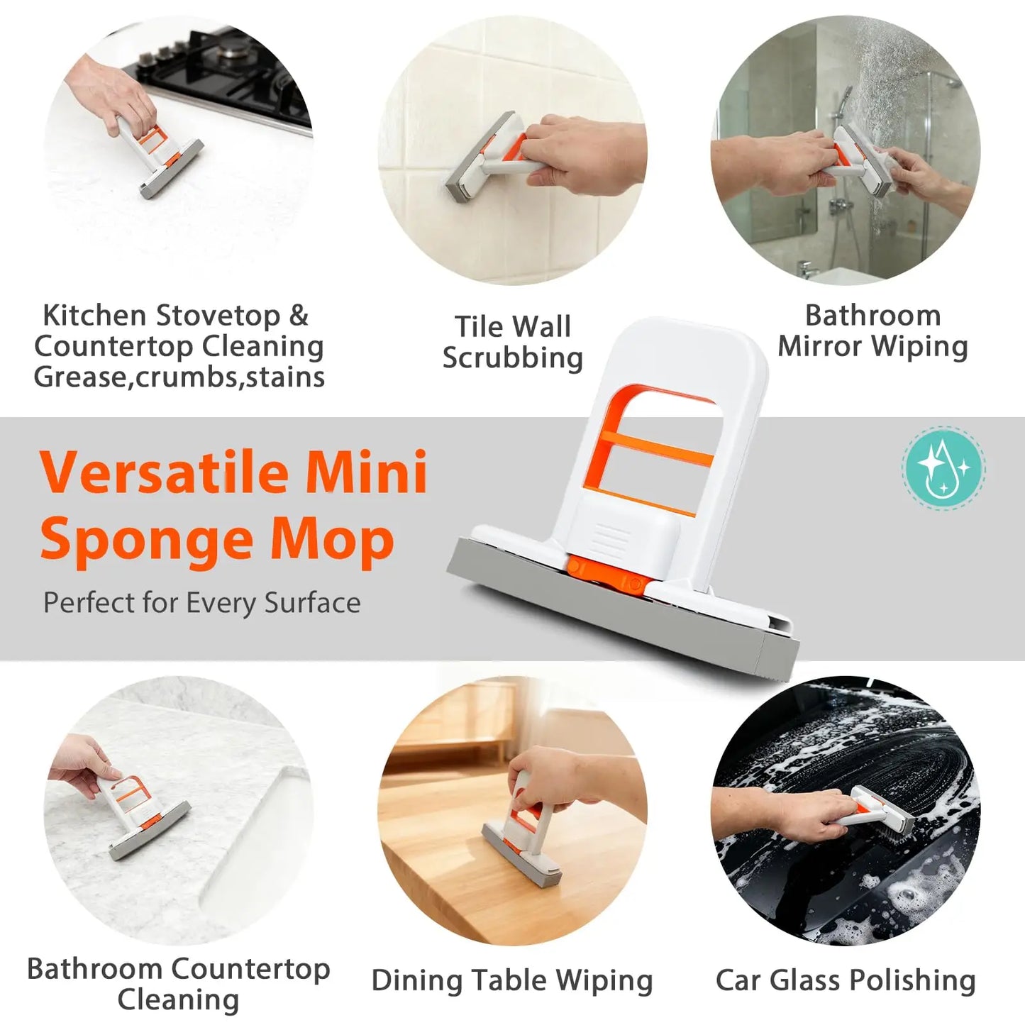4pcs/set Handheld Mini Squeegee Sponge Cleaning Brush, Portable Multi Purpose Small Cleaner for Kitchen Counter, Sink, Window, Bathroom Tile, Stove Top