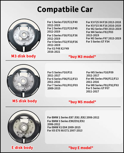 Perforated Flat Steering Wheel For BMW E90 E87 E70 E84 F10 F06 F20 F30 F15 F25 F23 F48 Black Button Fat Sport Upgrade
