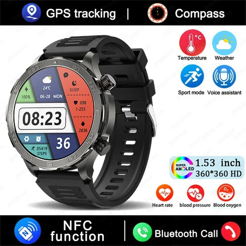 2026 New GPS Smart Watch Men AMOLED Screen Always Show Time Heart Rate IP68 Waterproof Bluetooth Call Sports Fitness Smart Watch - Urbizia