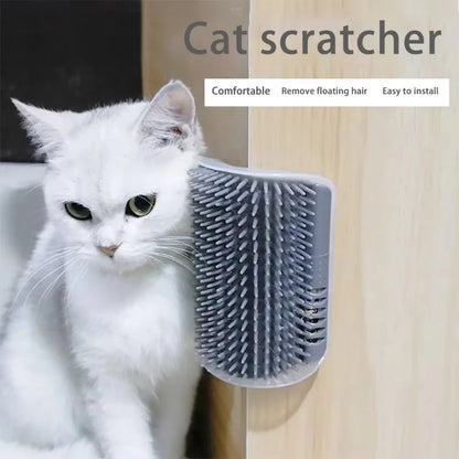 Cat Scratcher Massage Comb - Corner Scratching Brush with Catnip, Pet Deshedding Comb for Hair Removal, Grooming