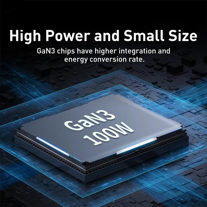 Baseus GaN3 100/ 65W Desktop Charger Quick Charge QC 3.04.0 USB C Type C Phone Charger For iPhone15 Huawei Xiaomi MacBook Laptop