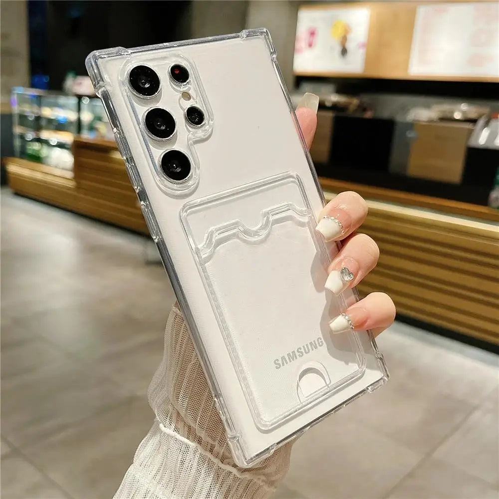 Clear Shockproof Soft TPU Wallet Case For Samsung Galaxy S26 Card Holder Pocket Silicone Case For Samsung S26 Ultra S 26 Plus