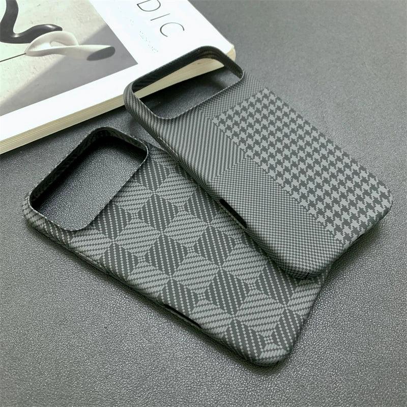 iPhone Slim Carbon Fiber Checkered Matte Case