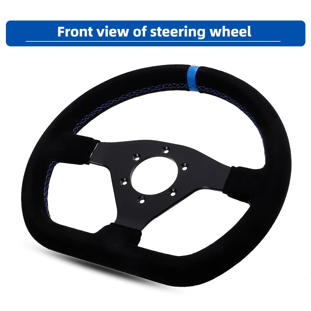 300mm Racing Steering Wheel Flat Suede Car Drift Pc Game Wheels Control Universal PCD-70mm