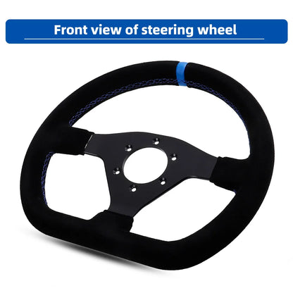 300mm Racing Steering Wheel Flat Suede Car Drift Pc Game Wheels Control Universal PCD-70mm