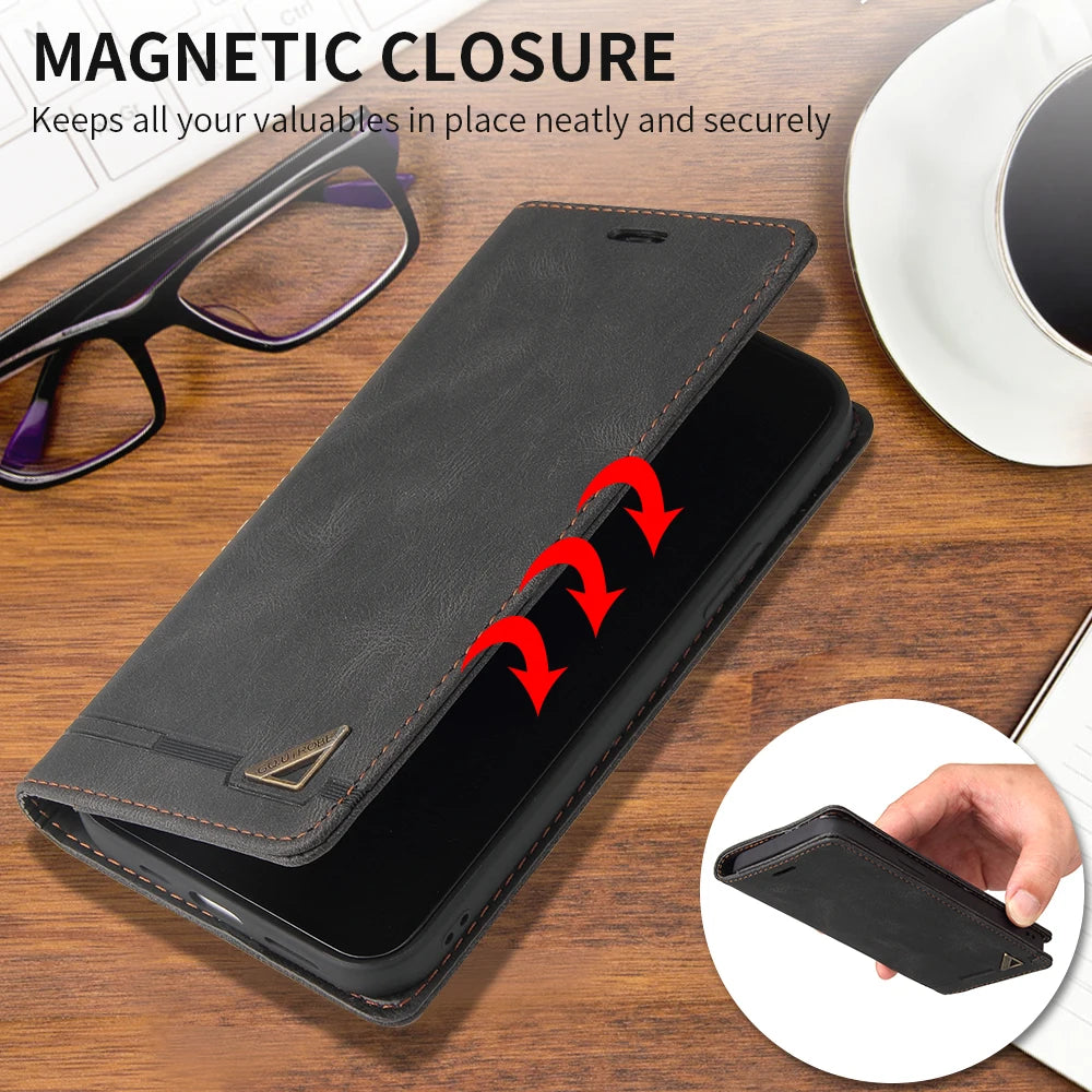 Luxury Wallet Card Slot RFID Blocking Magnetic Flip Leather Case For Samsung Galaxy S26 Ultra S26 Plus S26 Cover Shell
