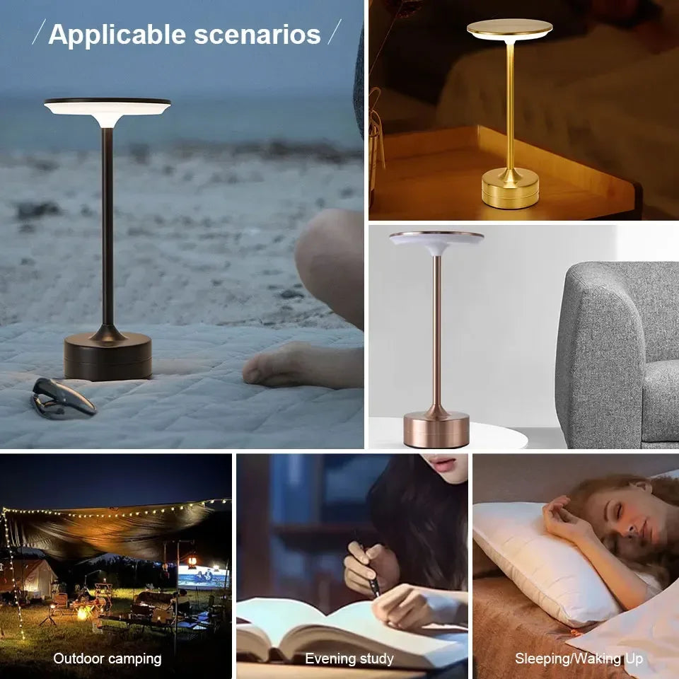 LED Table Lamp Touch Sensor Night Light USB Rechargeable Portable Bedroom Night Light Wireless Reading Lamp Restaurant Hotel Bar - Urbizia