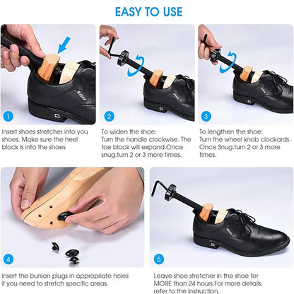 Shoe Trees Wooden Shoe Stretcher,Adjustable in Length and Width Size for Men and Women, Wood Shaper Stretches Length & Width