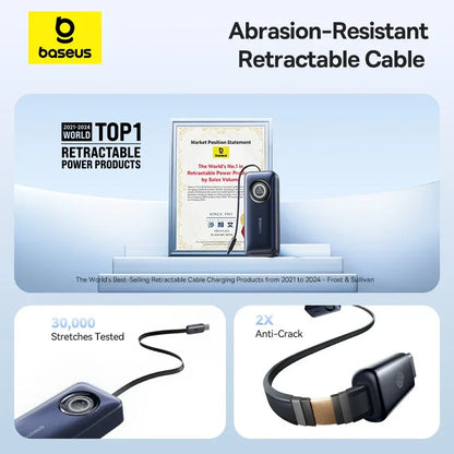 65W 20000mAh Retractable Cable Power Bank Fast Charge
