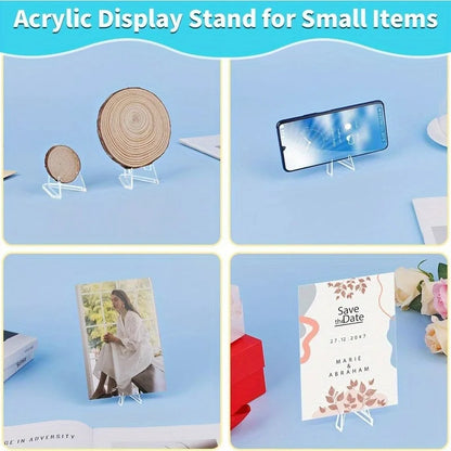 Acrylic Display Holder Transparent Triangle Commemorative Coin Small Photo fram Card Holder Rack Phone Stand Home Decor