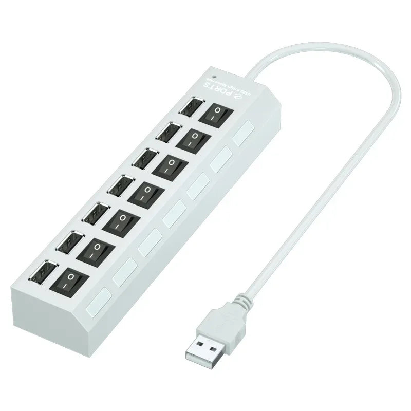 7-Port USB Hub Splitter with Individual Switch