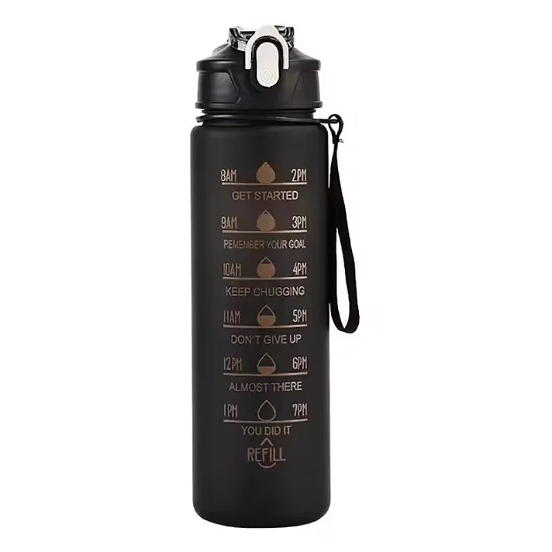 700ml Sports water Bottle High Temperature Resistant Graduated Straw Cup Rainbow Frosted Progressive Color Water Cup Plastic Cup