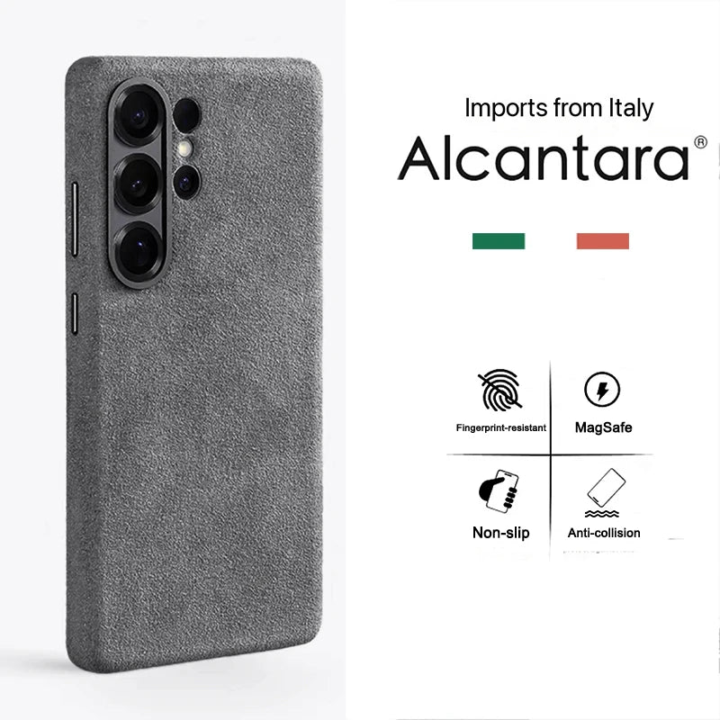 Genuine Italy Alcantara Leather Magnetic Case for Samsung S26 Ultra S26+ Plus with Magsafe Super Car Luxury Phone Back Cover