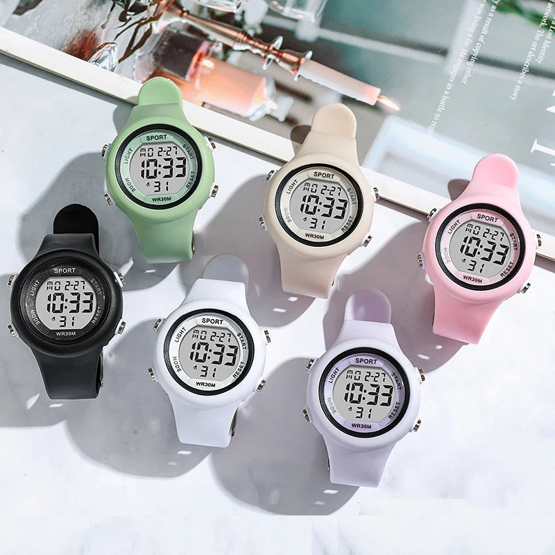 LED Digital Kids Sports Watch set Luminous Waterproof Alarm Clock Boys and Girls Student Electronic Wristwatch with Bracelet set
