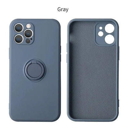 Liquid Silicone Magnetic Bracket Ring Phone Cases For IPhone 15 14 13 12 11 Pro Max Mini X XS XR 8 7 Plus Shockproof Back Cover
