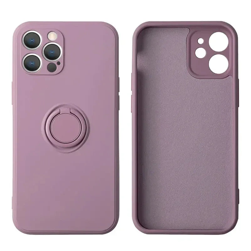 Liquid Silicone Magnetic Bracket Ring Phone Cases For IPhone 15 14 13 12 11 Pro Max Mini X XS XR 8 7 Plus Shockproof Back Cover