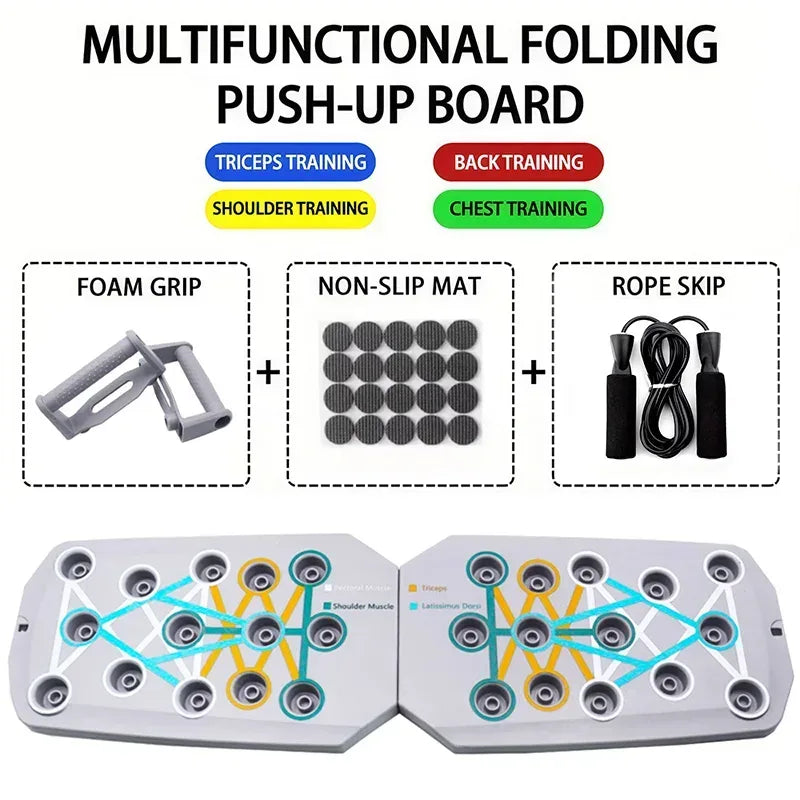 Push-up Board Set Portable Multifunctional Push-up Bar Foldable Fitness Equipment For Chest Abdomen Arms/Back Training - Urbizia
