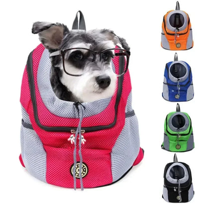 New Double Shoulder Portable Travel Backpack Outdoor Pet Dog Carrier Bag Pet Dog Front Bag Mesh Backpack - Urbizia