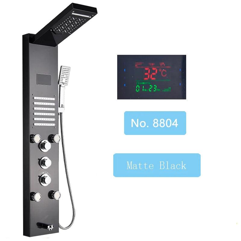 Luxury LED Shower Panel SPA Massage Jet Shower Faucet Bathroom Waterfall Rain Shower Column System Faucet Bathoom