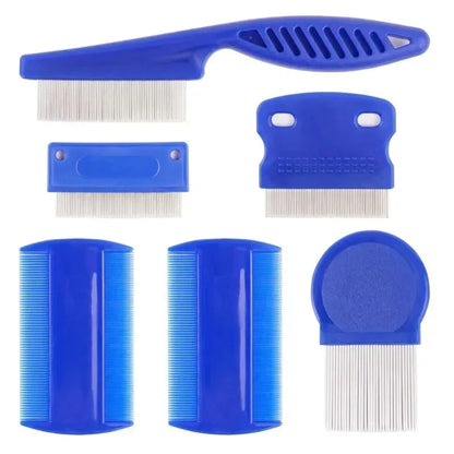 4 Pack Flea Lice Comb, Stainless Steel Dog Cat Grooming Combs with Rounded Teeth, Double Sided Professional Pet Tear Stain Remover - Urbizia