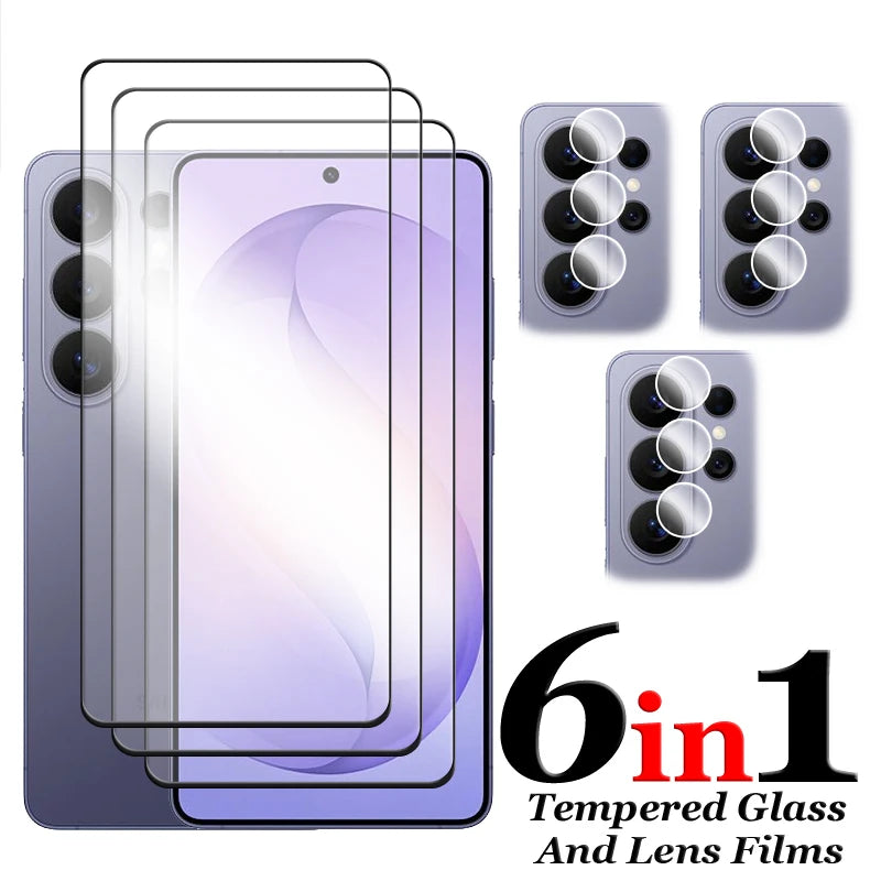 6in1 For Samsung Galaxy S26 Ultra Glass for S26 S26+ S26 Ultra Tempered Glass 2.5D Full Cover Screen Protector and Lens Film