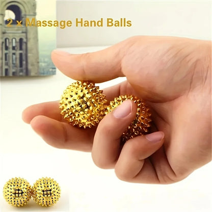 2 Magnetic Acupressure Balls, Metal Manual Foot and Hand Back Massagers, for Home Care and Relaxation Tools