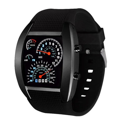 Racing dashboard electronic watch fashion sports aviation LED electronic watch men and women students personalised watch - Urbizia