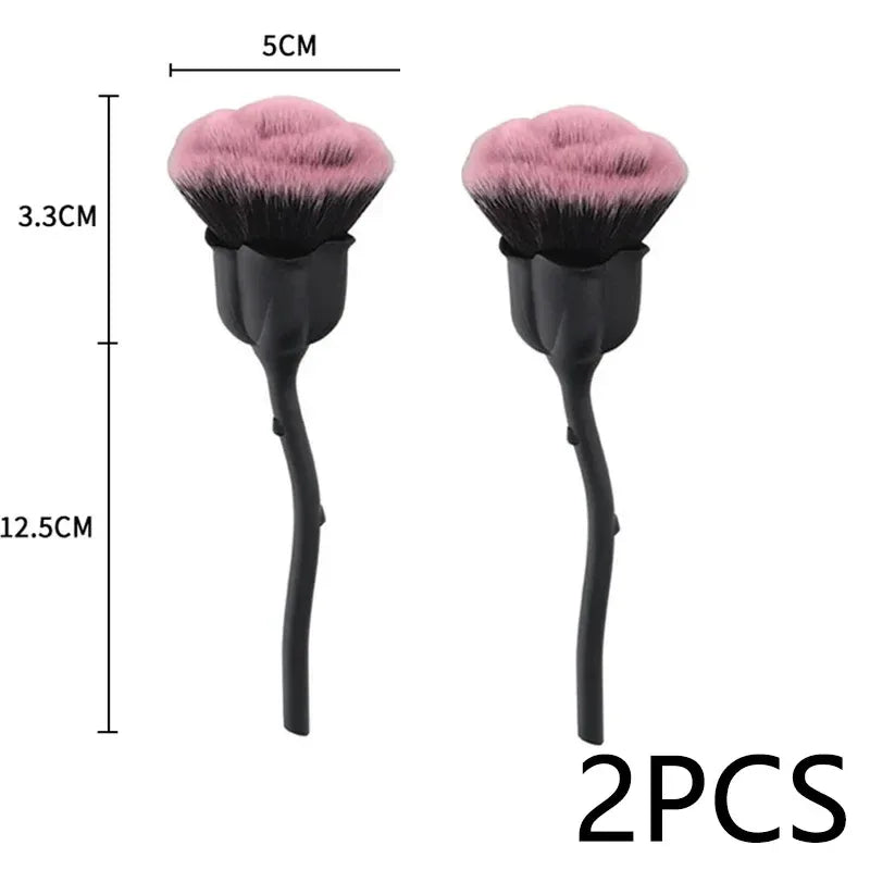 Flower Nail Brush for Manicure Gold Rose Shape Nail Art Brushes Round Small UV Gel Polish Powder Cleaning Tools Nail Accesories