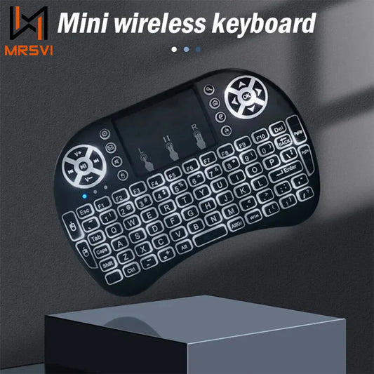 I8 Mini Wireless Keyboard 7 Color Backlit Russian French Spanish Portuguese Arabic 2.4G Air Mouse Remote for Android TV Box PC