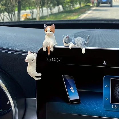 4PCS Car ornament, cute cat, lazy cat, lazy cat, center console screen decoration ornament, rearview mirror, reclining doll - Urbizia