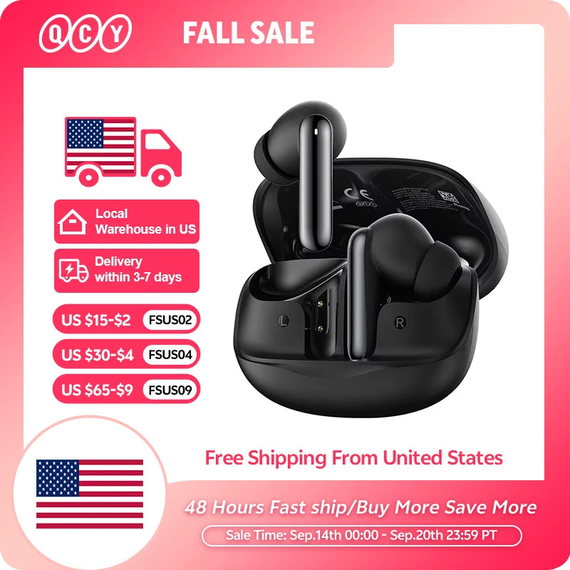 QCY Melobuds N50 ANC Bluetooth 5.4 Wireless Earphones Active Noise Cancellation 6 Mics Clear Call Earbuds Multipoint Connection