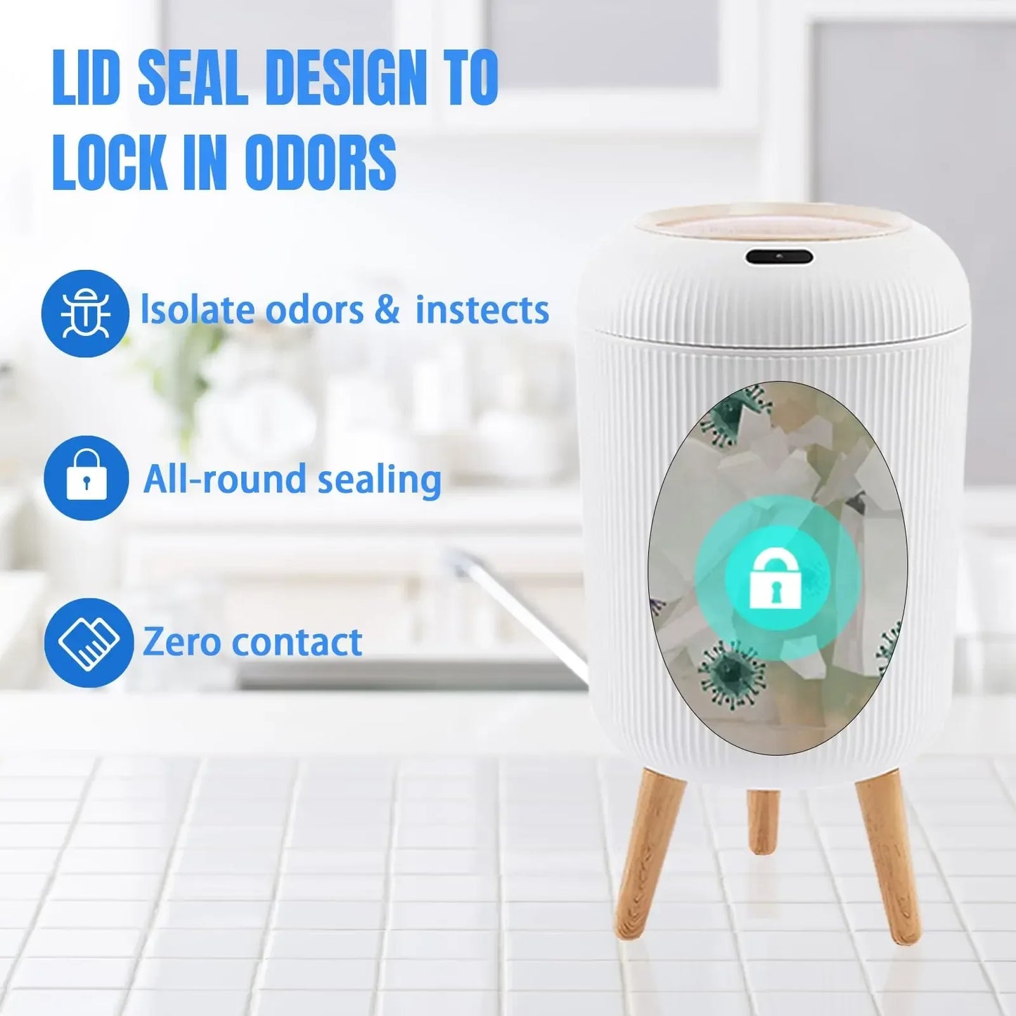 Automatic Trash Can with Lid, Small Plastic Smart Trash Can, Motion Sensor Trash Can for Bedroom, Bathroom, Kitchen, Office - Urbizia