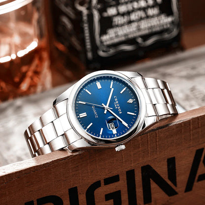 CHRONOS Top Brand Luxury Man Wristwatch Waterproof Luminous Date Men Watches Stainless Steel Quartz Men's Watch Male reloj