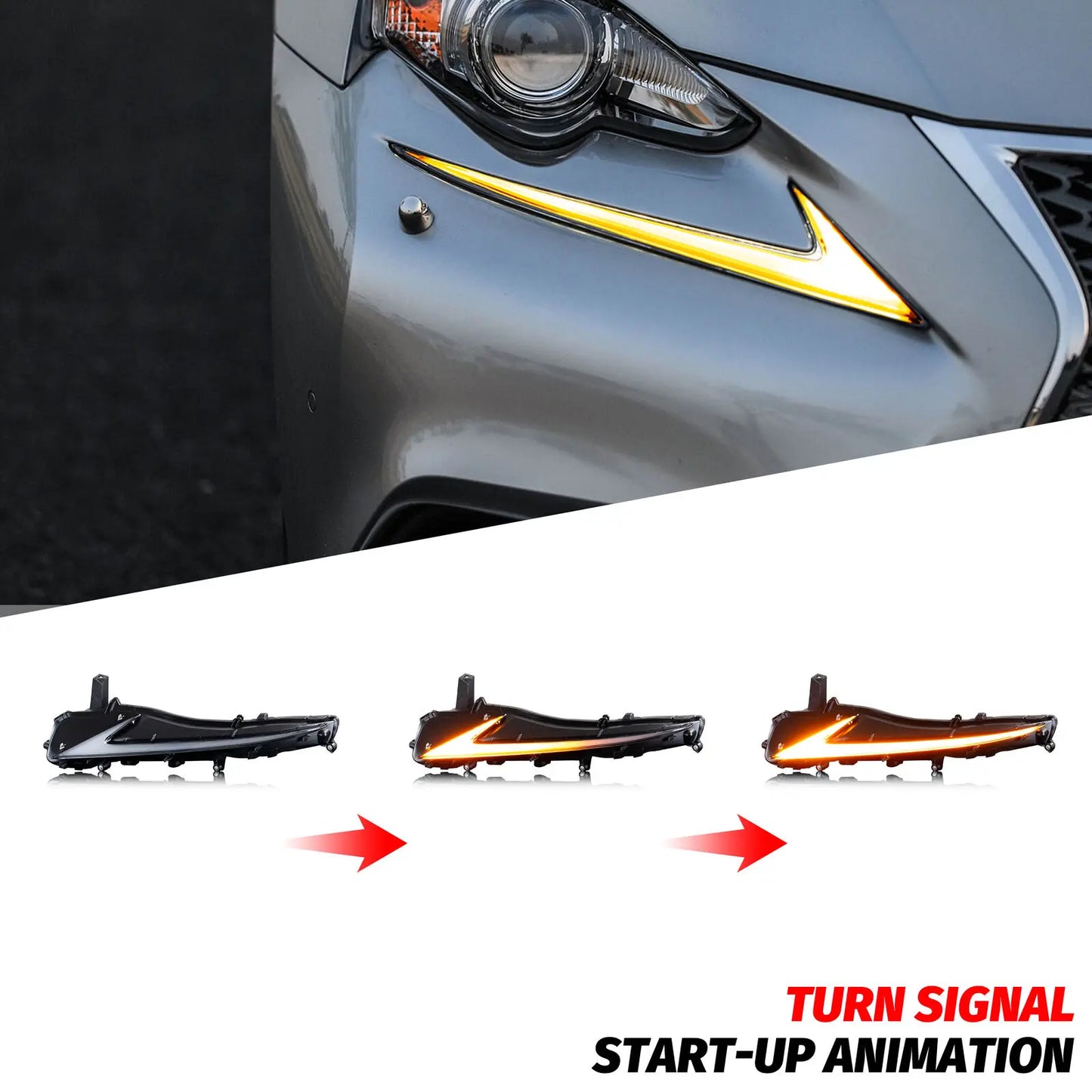 LED Daytime Running Light for Lexus IS250 IS350 IS200t IS300 ISF 3IS 2014-2016 Sequential DRL Assembly (Not Fit 2017-2020)
