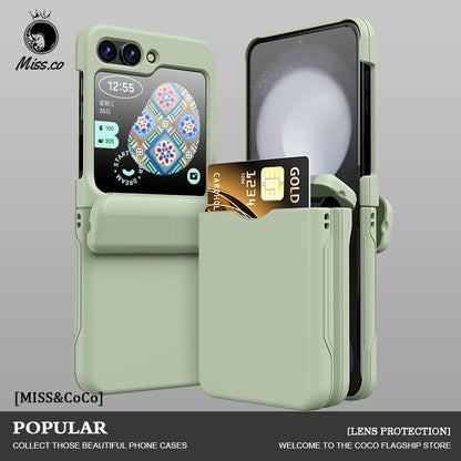 Flip Cover Card Insertion Phone Case For Samsung Galaxy Z Flip 8 Galaxy Z Flip 7 5 4 6 Shockproof Fall Prevention Phone Cover