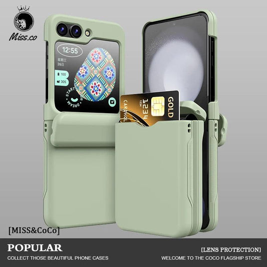 Flip Cover Card Insertion Phone Case For Samsung Galaxy Z Flip 8 Galaxy Z Flip 7 5 4 6 Shockproof Fall Prevention Phone Cover