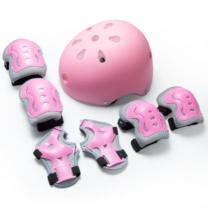 7PCS Kids Bike Helmet Set with Knee & Elbow Pads Wrist Guards,Adjustable Safety Helmet for Toddler Kids 3-10 Years Boys Girls