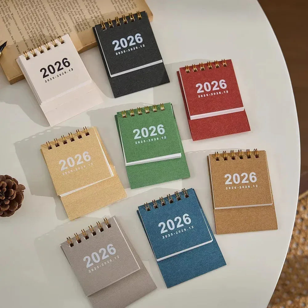 2026 Mini Simple Desk Calendar - Creative Spiral-Bound Calendar for Desktop Decoration & Office Stationery - Urbizia