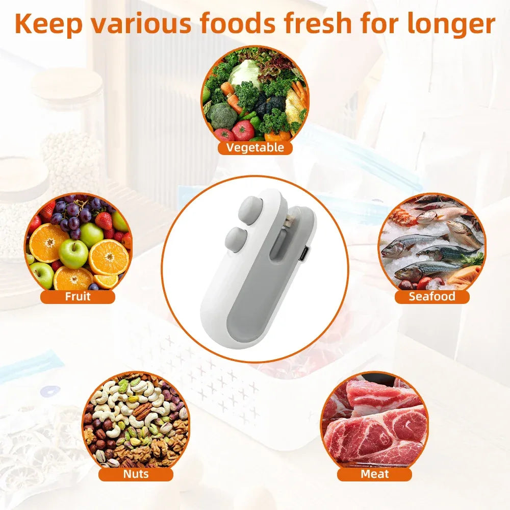Mini Handheld Heat Bag Sealer with Rechargeable Design