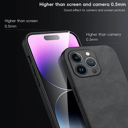 Luxury Leather Phone Case For iPhone 17 16 15 14 13 12 11 Pro Max Plus 17 Air Silicone Soft Protection Shockproof Cover Funda