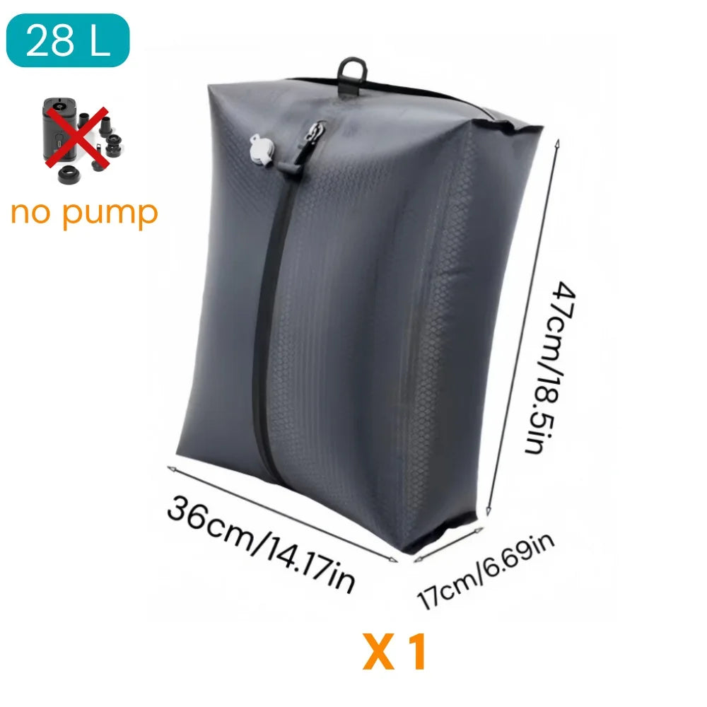 17L Travel Vacuum Storage Bags with Air Pump, Outdoor Clothes Compression Bags, Reusable Empty Vacuum Bags for Clothes Suitcases