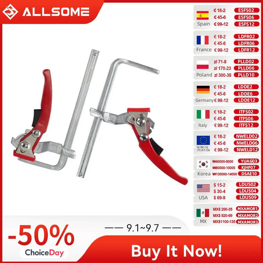 Allsome 2pcs Ratcheting Table Clamp, Quick Release Clamp For MFT and Guide Rail System, Bar Clamp