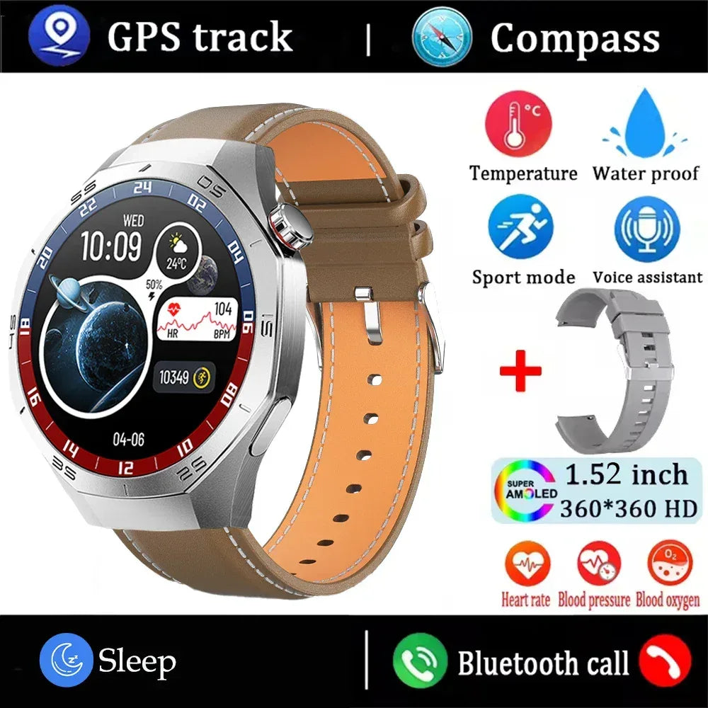 2025New For Android and ios Smart Watch Men AMOLED Screen GPS Motion trajectory Heart Rate Bluetooth Calls SmartWatch Waterproof - Urbizia