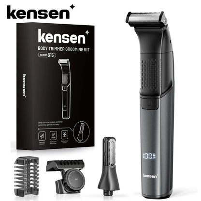 KENSEN S15 Electric Tirmmer for Men Dual-sided Blade IPX6 Waterproof Body Hair Razor Beard Trimmer 2 in 1 Trimmers for Barber