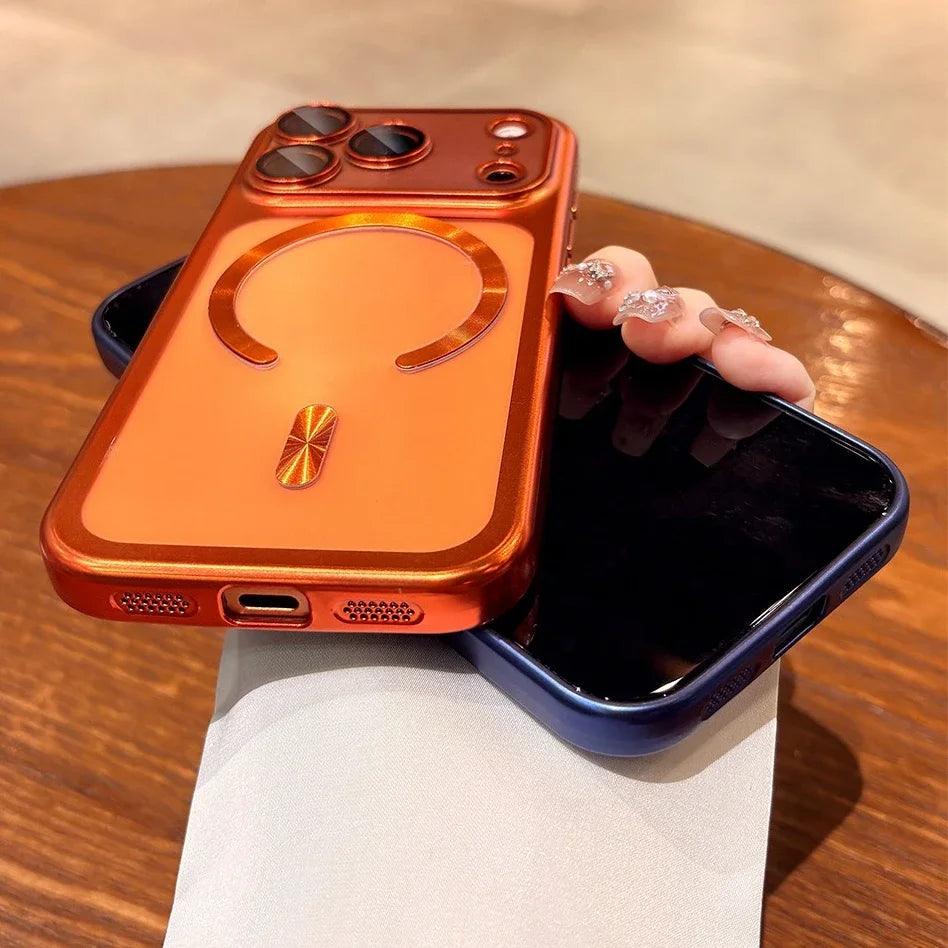 Luxury Matte for Magsafe Soft Plating Clear Case for iPhone 17 Pro Max 17Pro Magnetic Transparent Camera Protector Soft Cover