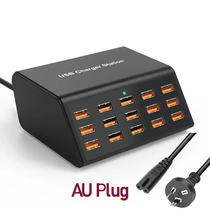 100W Desktop Universal USB Charger 15 Ports USB Fast Charging Station For Ipad Iphone 15 14 13 12 Pro Max Samsung S24 Tablet - Urbizia