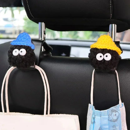 2PCS Cute Cartoon Ball Toy Car Seat Back Hooks Storage Vehicle Headrest Organizer Hanger for Groceries Bag Handbag Decoration - Urbizia